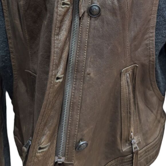 Via Spiga Womens 100% Leather Asymmetrical Moto Jacket Zip Up Dark Brown Size XL - Picture 10 of 13
